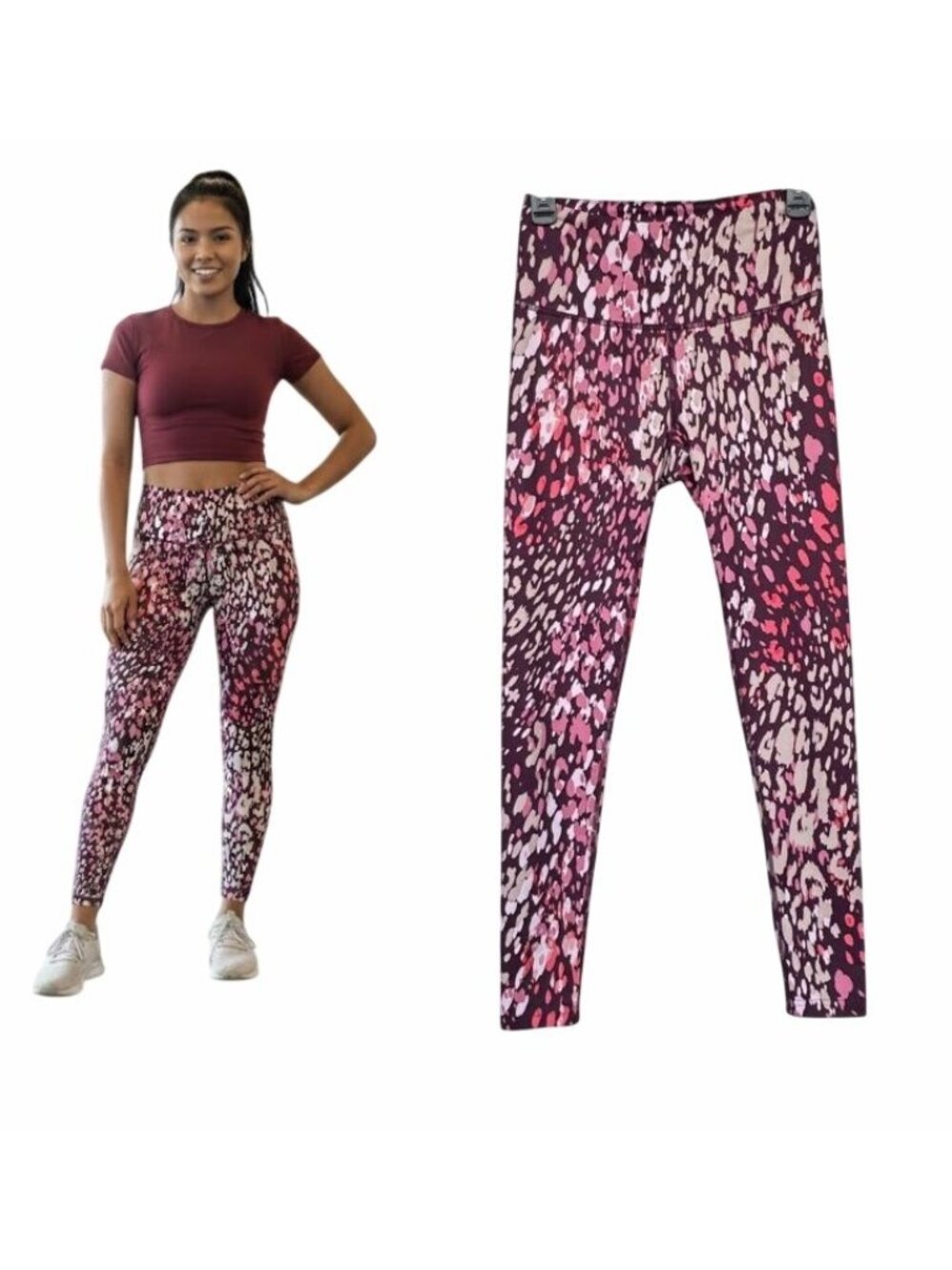 ⭐FILA SPORT Womens Animal Print 7/8 Length High Rise Fashion Leggings Size Small